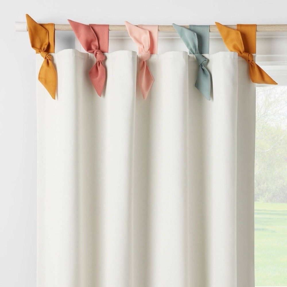 Pillowfort™ 42x95 White Tie Top Blackout Kids Curtain Panel w/ Ties